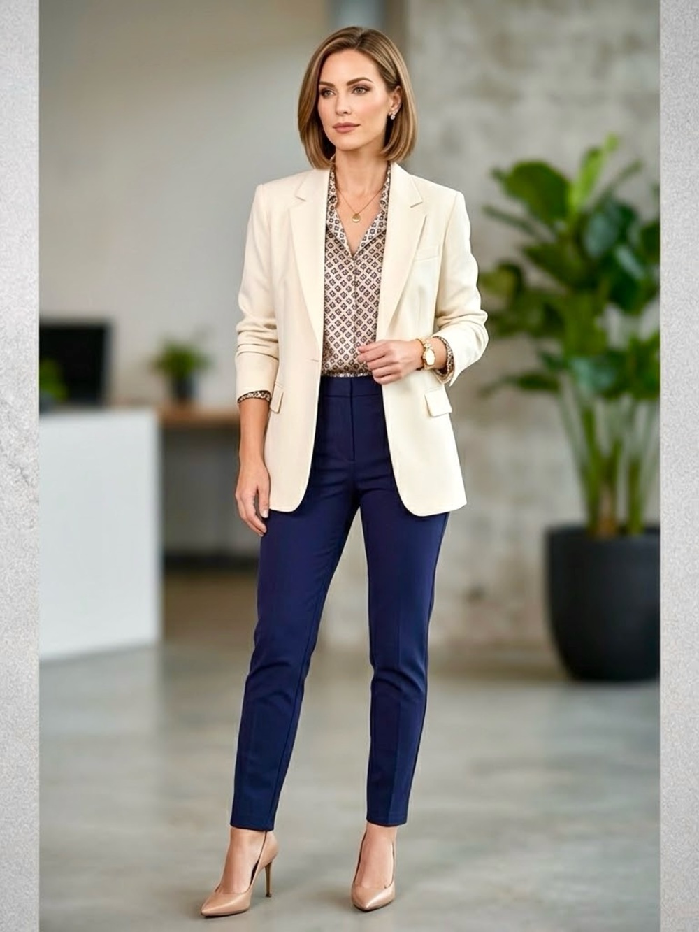 Betabrand Dress Pant Yoga Pants Navy Blue Medium Long Tall Stretch NWOT Office